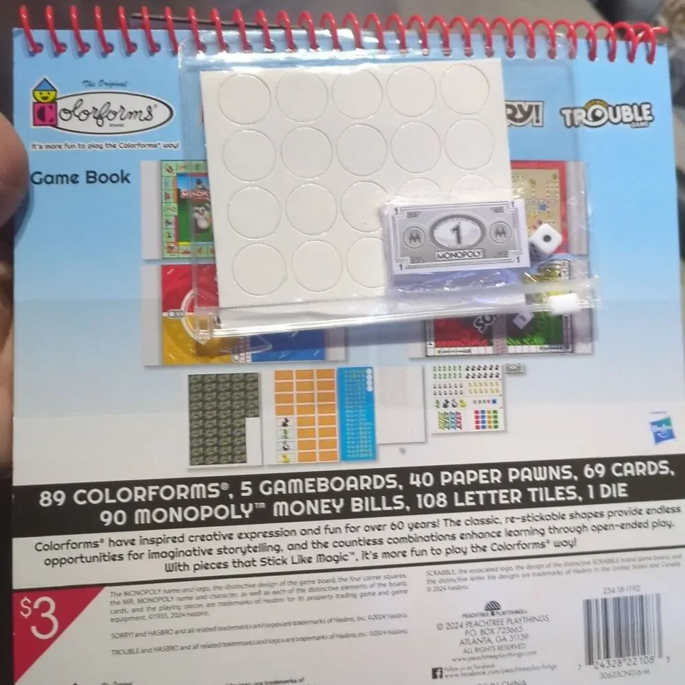 Colorforms 4 In 1 Game Book (Monopoly Jr., Scrabble Jr., Sorry, And Trouble)